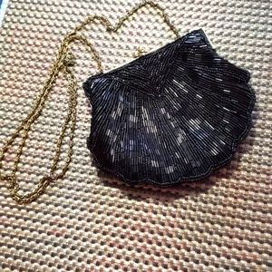 La Regale Black and Gold Beaded Mini Bag